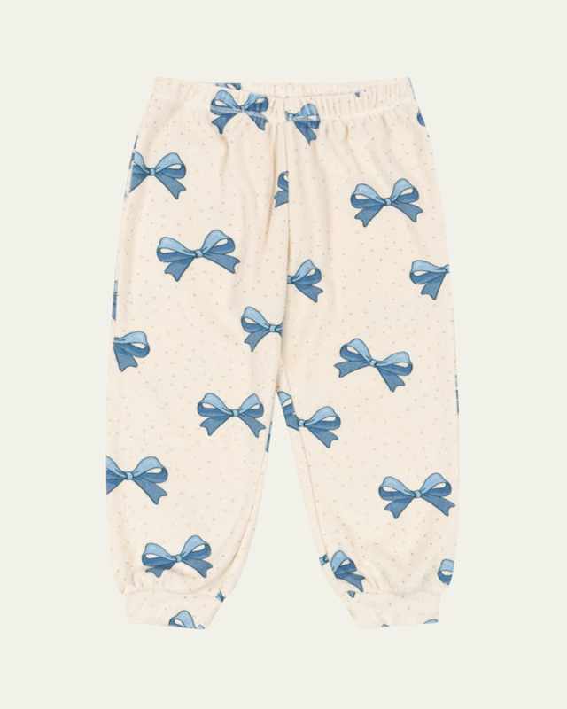 Girl's Itty Bow-Print Sweatpants, Size 9M-6